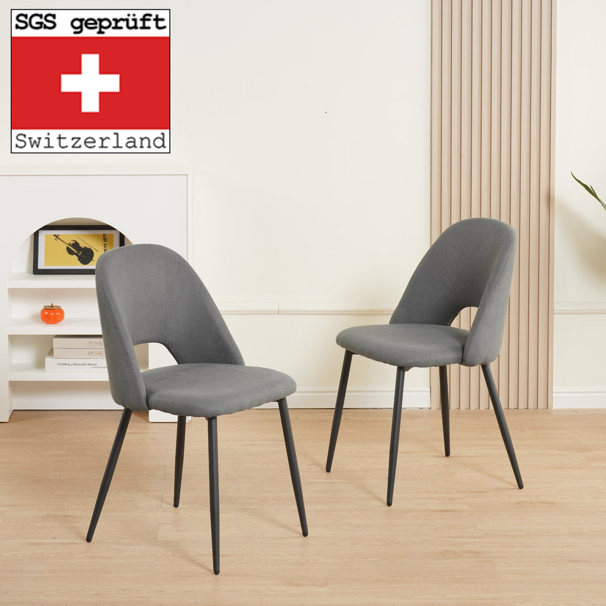 ALBATROS Designer Esszimmerstuhl SILVI | 2er Set | Schwarz, Grau, Braun, Beige | Stoff Bezug