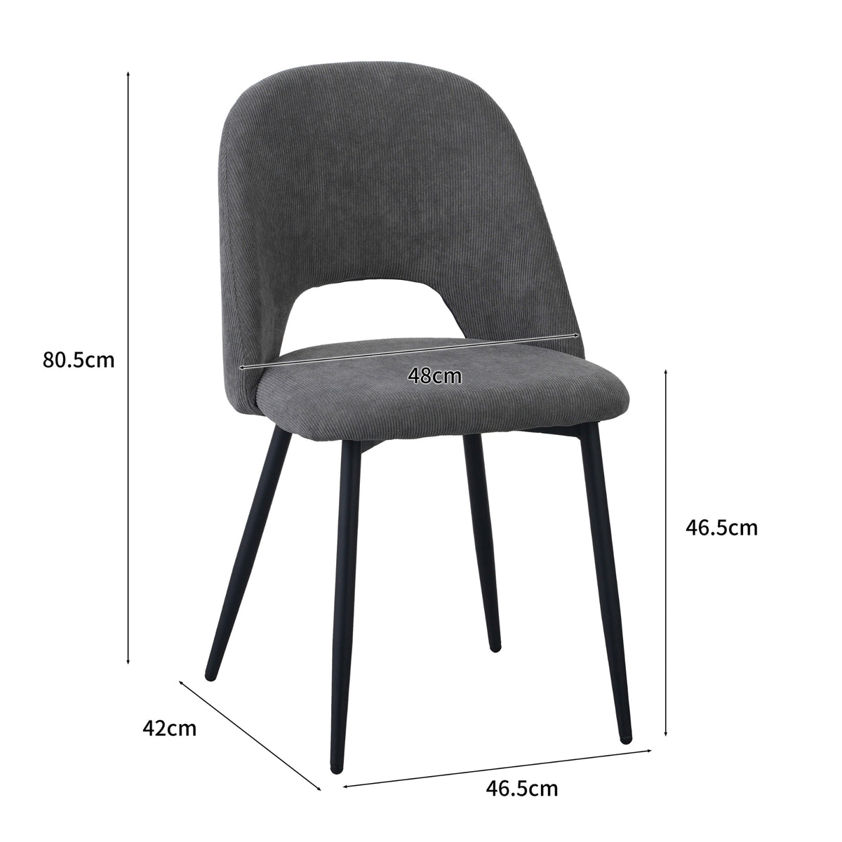 ALBATROS Designer Esszimmerstuhl SILVI | 2er Set | Schwarz, Grau, Beige | Cord Bezug