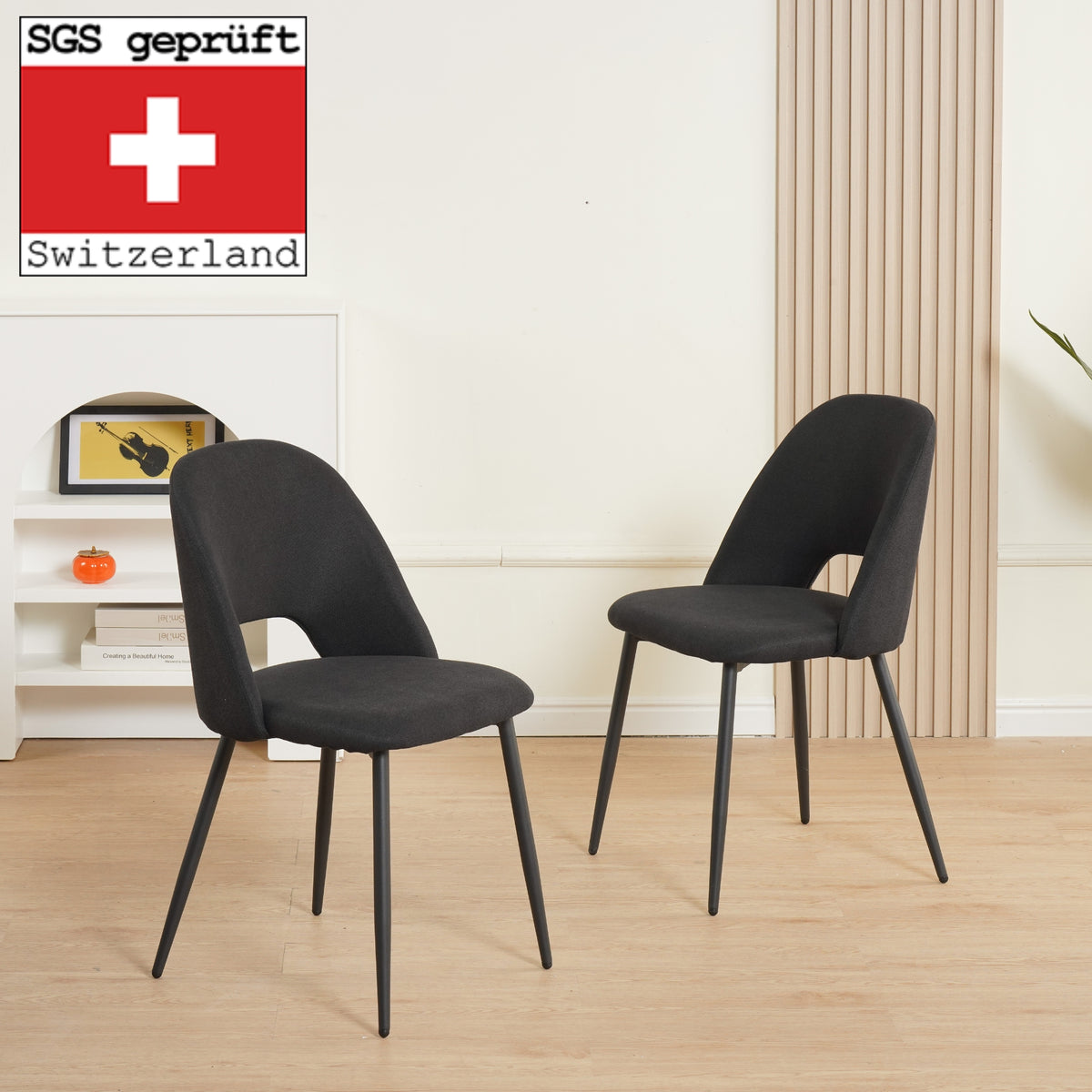 ALBATROS Designer Esszimmerstuhl SILVI | 2er Set | Schwarz, Grau, Braun, Beige | Stoff Bezug