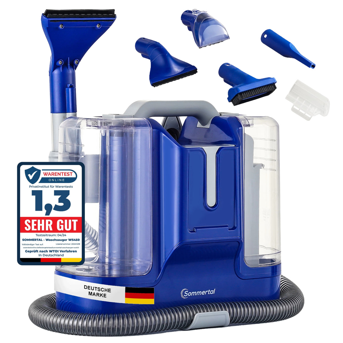MultiCleaner WS450 5in1 +1L Polsterreiniger, Gerät für Teppiche, Treppen, Polster, Sofa, Auto, Tiere, Flecken