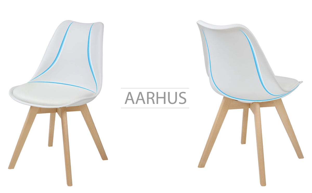 ALBATROS skandinavischer Esszimmerstuhl AARHUS| 4er Set | Grau, Beige | Kunstleder Bezug