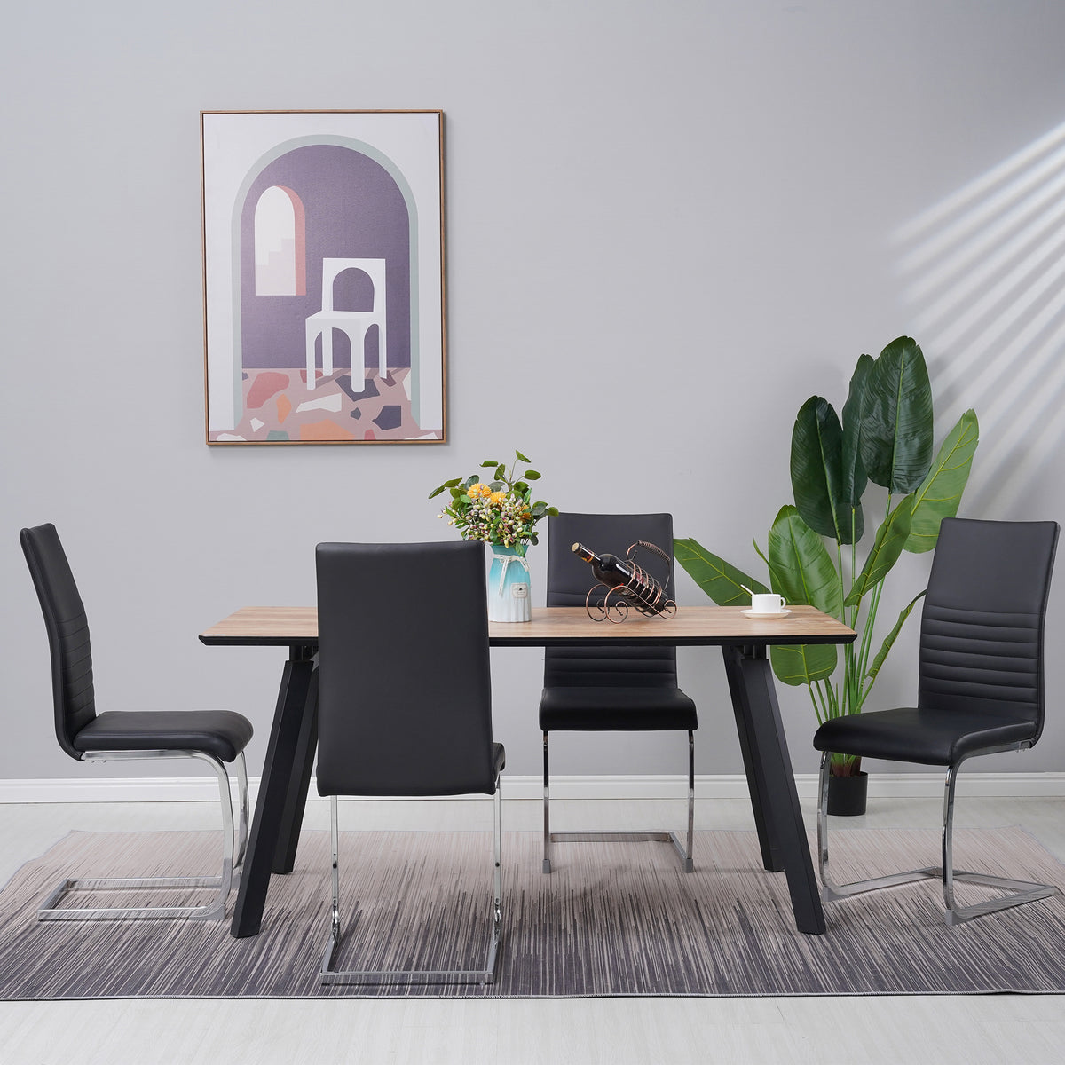 ALBATROS Freischwinger Designerstuhl BURANO | 4er Set | Schwarz, Grau, Beige, Braun, Weiß | Kunstleder Bezug