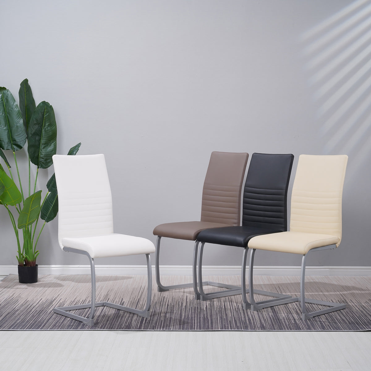 ALBATROS Freischwinger Designerstuhl MURANO | 4er Set | Schwarz, Grau, Beige, Braun, Weiß | Kunstleder Bezug
