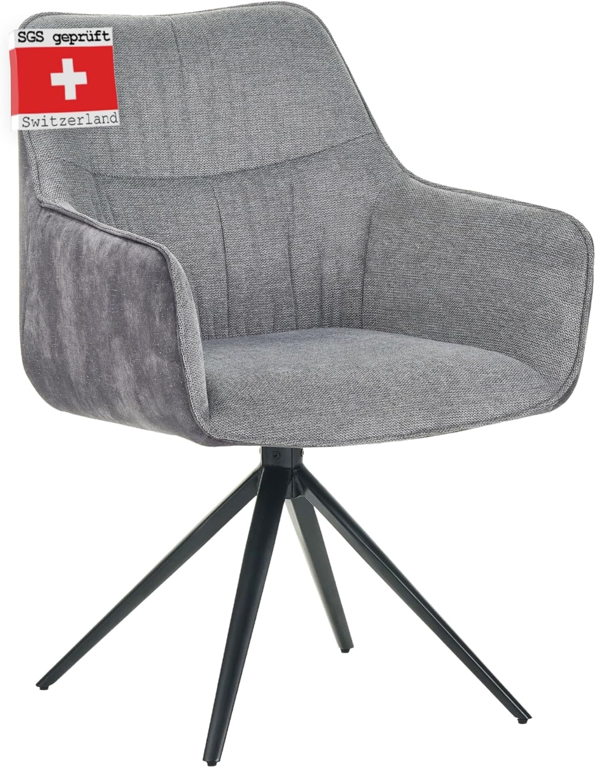 RAVINO Designer Drehstuhl PULA | 1er Set | Grau, Beige | Stoff Bezug