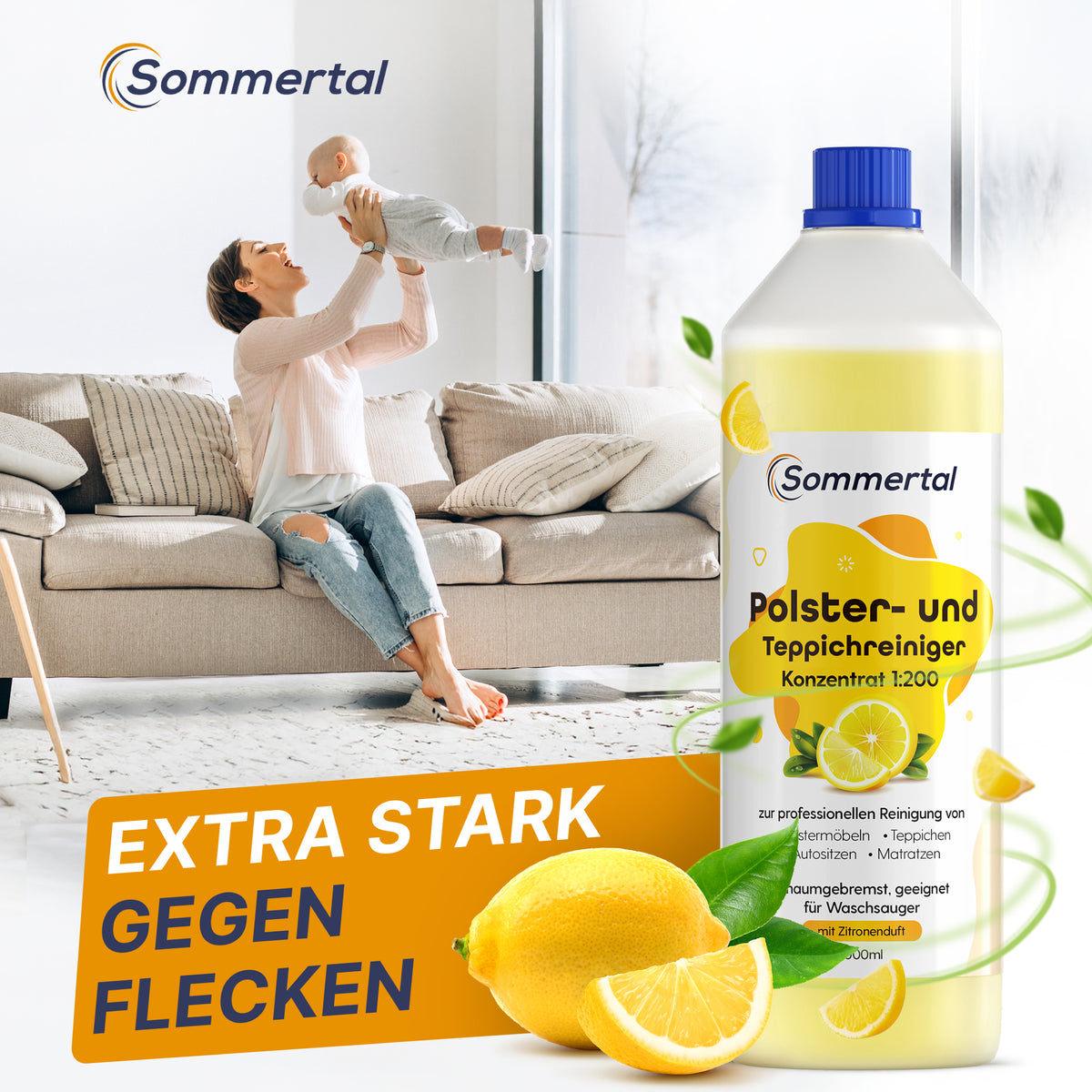 Polster- und Teppichreiniger, 6L Profi Konzentrat, für über 40 Waschvorgänge, geeignet für Sofa, Polster, Auto Sitze, Teppich