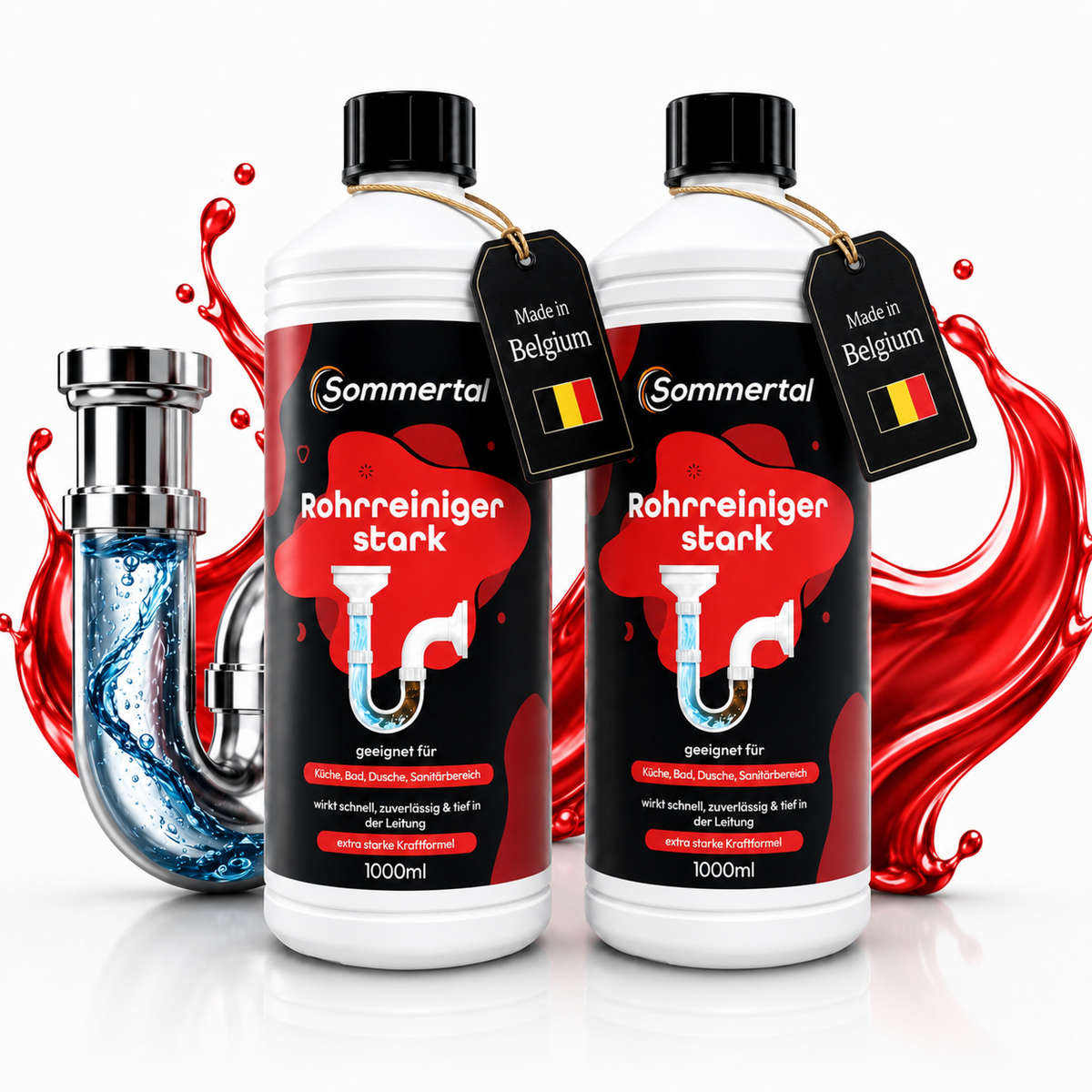 Sommertal Rohrreiniger stark 2000 ml, Abflussreiniger extra stark pH 14