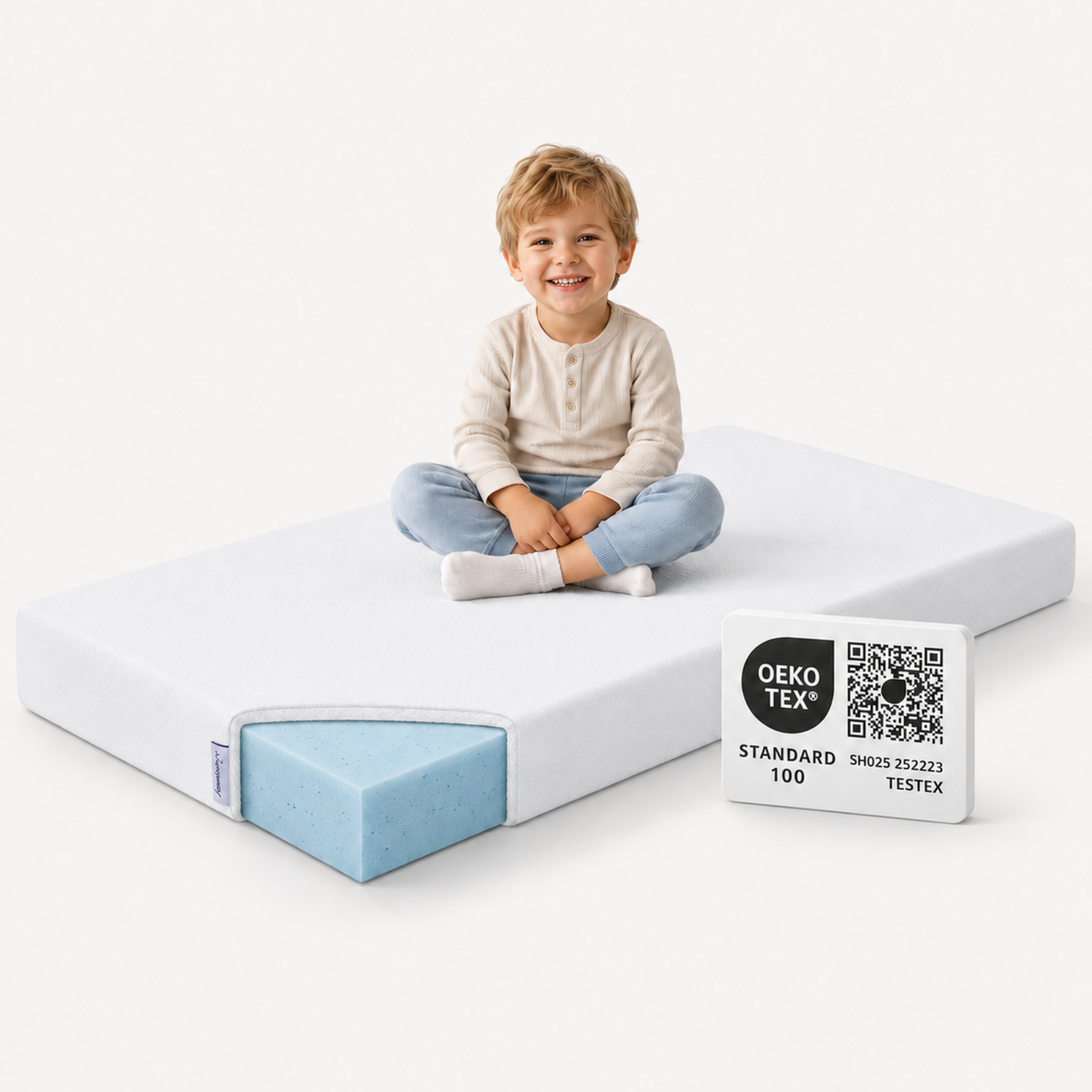 Arensberger Kindermatratze Babymatratze NORA, Höhe 12cm, Bezug waschbar & abnehmbar, punktelastischer Gelschaum, Jugendmatratze, allergikerfreundlich premium Bezug