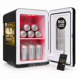 KS15 Mini Kühlschrank, zum kühlen und wärmen, Volumen 15L, AC für Haus Steckdose und DC für Auto 12V Betrieb, Bierkühlschrank lautlos Getränkekühlschrank klein