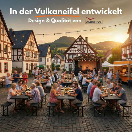 Bierzeltgarnitur Rattan, robuste Biertischgarnitur klappbar