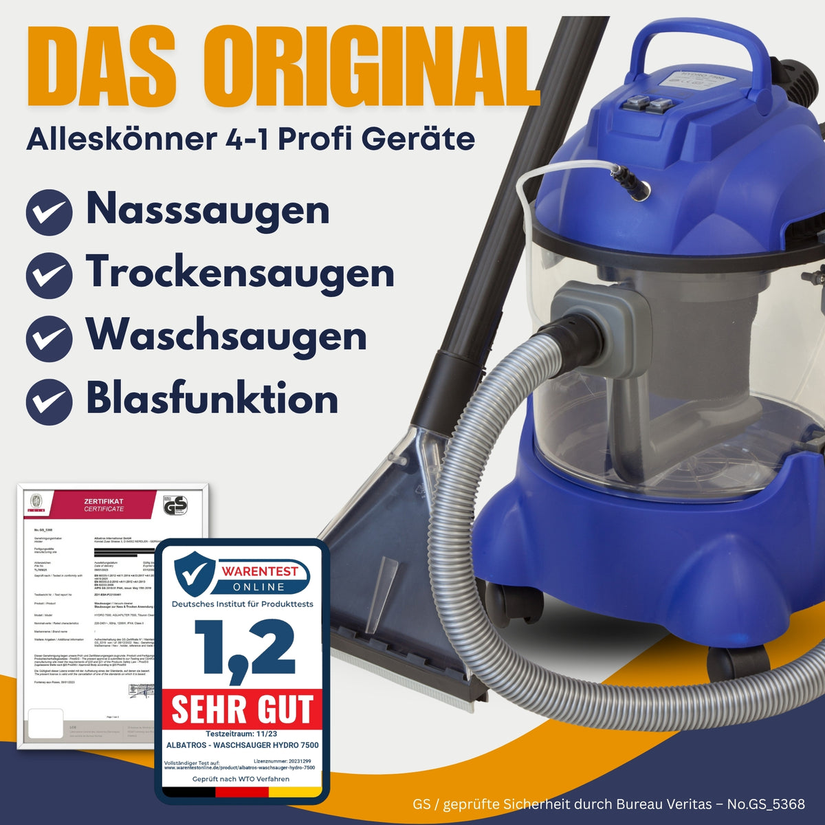 Waschsauger HYDRO 7500 - Nass- und Trockensauger, für Polsterreinigung