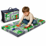 Arensberger Kinderreisebett Matratze 60x120 cm – faltbare Baby- & Kindermatratze mit Stadtmotiv, Nanocell Gelschaum, abnehmbarer Bezug & Tragetasche