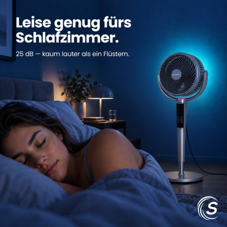 Sommertal SILENT300 Standventilator sehr leise, 25 dB, LED Ring