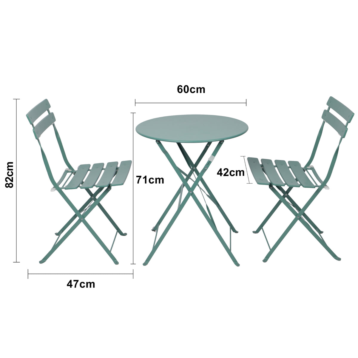 Bistroset 3-teilig, klappbarer Bistrotisch mit 2 Stühlen