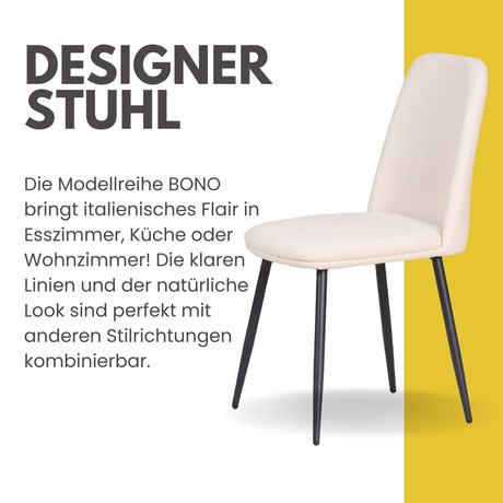 ALBATROS Designer Esszimmerstuhl BONO | 2er Set | Schwarz, Grau, Beige, Blau | Stoff Bezug