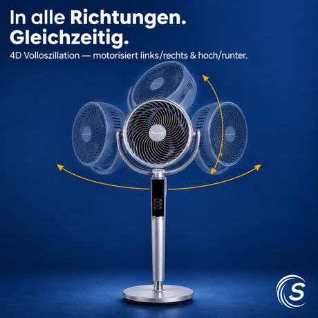 Sommertal SILENT300 Standventilator sehr leise, 25 dB, LED Ring