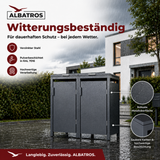 Mülltonnenbox 2er Hauswandversion, 120L bis 240L, für Zwei Tonnen, verzinktes Metall RAL7016 Anthrazit, offene Rückseite, bessere Belüftung, wetterfest, ISO9227, verstellbare Füße