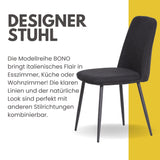 ALBATROS Designer Esszimmerstuhl BONO | 2er Set | Schwarz, Grau, Beige, Blau | Stoff Bezug