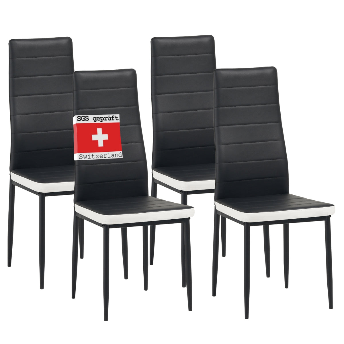 ALBATROS Designer Esszimmerstuhl MILANO | 4er/6er Set | Schwarz, Grau, Beige, Braun, Rot, Weiß | Kunstleder Bezug