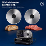 Sommertal Allesschneider AS190 DUAL 200 W Edelstahlmesser mit Wellenschliff und glatten Schliff