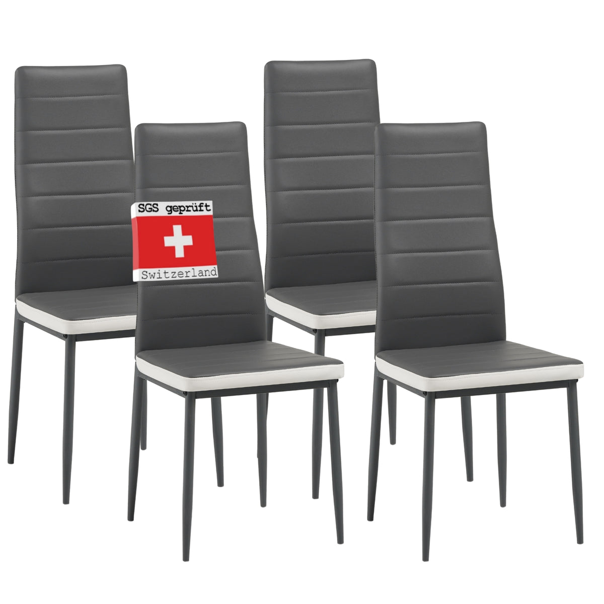 ALBATROS Designer Esszimmerstuhl MILANO | 4er/6er Set | Schwarz, Grau, Beige, Braun, Rot, Weiß | Kunstleder Bezug