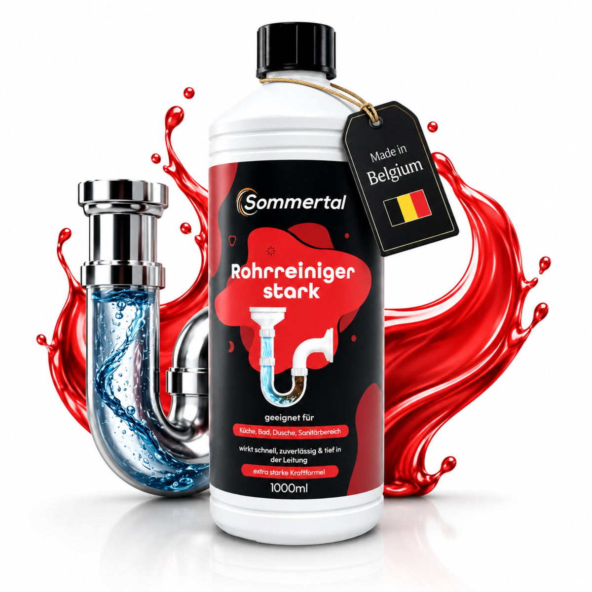 Sommertal Rohrreiniger stark 1000 ml, Abflussreiniger extra stark pH 14