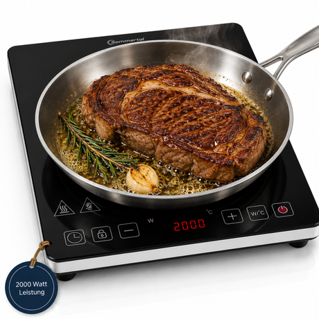Sommertal Induktionskochfeld  Tragbar Super-Slim Design bis 240 °C mit 4h Timer
