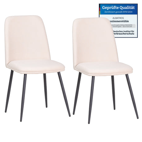 ALBATROS Designer Esszimmerstuhl BONO | 2er Set | Schwarz, Grau, Beige, Blau | Stoff Bezug