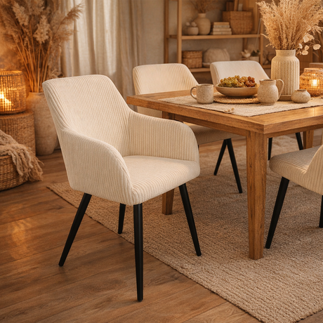 Albatros Esszimmerstuhl SILA – 2er Set Polsterstühle mit Armlehnen, Cord-Bezug