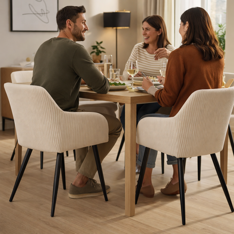 Albatros Esszimmerstuhl SILA – 2er Set Polsterstühle mit Armlehnen, Cord-Bezug