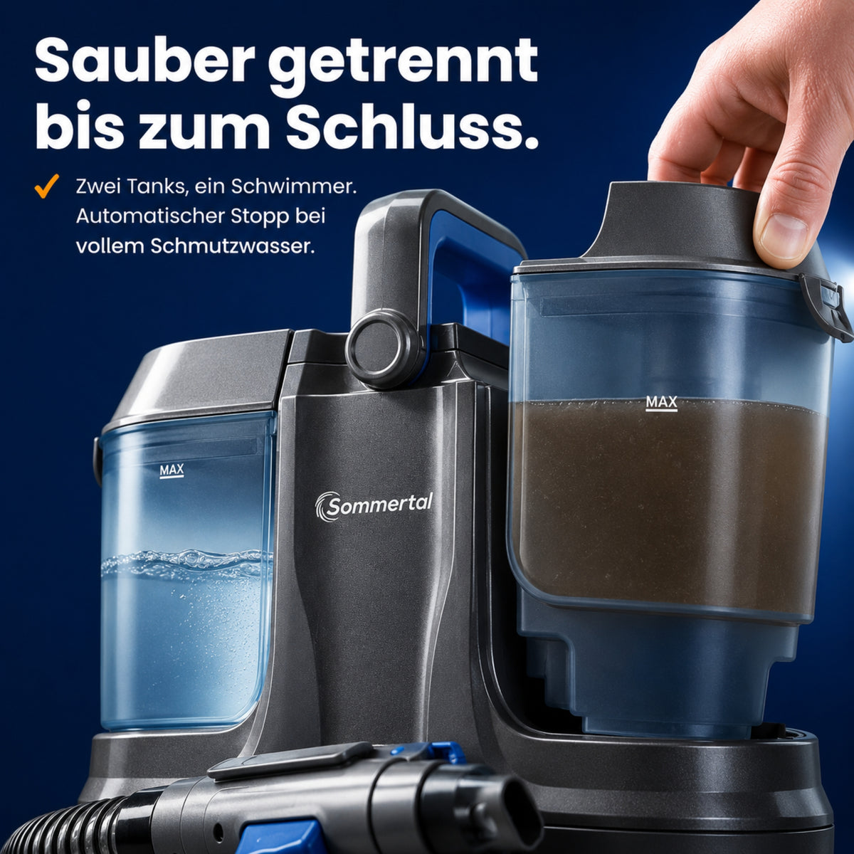 Sommertal WS600 + 1L Polsterreiniger – Leistungsstarker 600 Watt Waschsauger mit 18 kPa Saugkraft