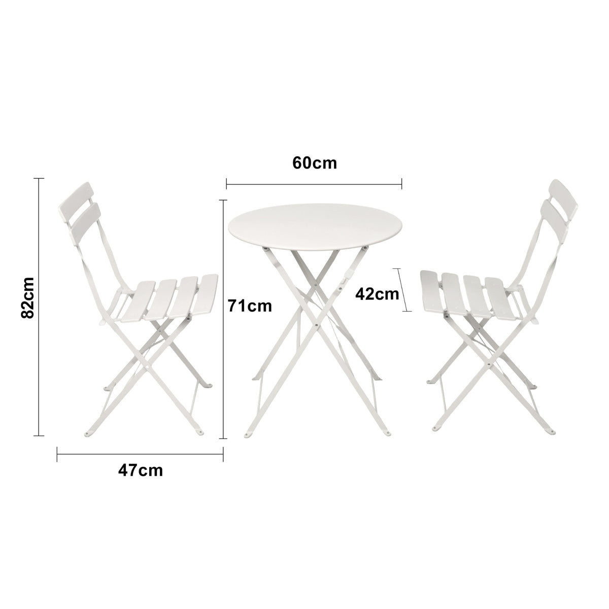 Bistroset 3-teilig, klappbarer Bistrotisch mit 2 Stühlen