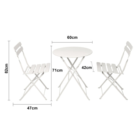 Bistroset 3-teilig, klappbarer Bistrotisch mit 2 Stühlen