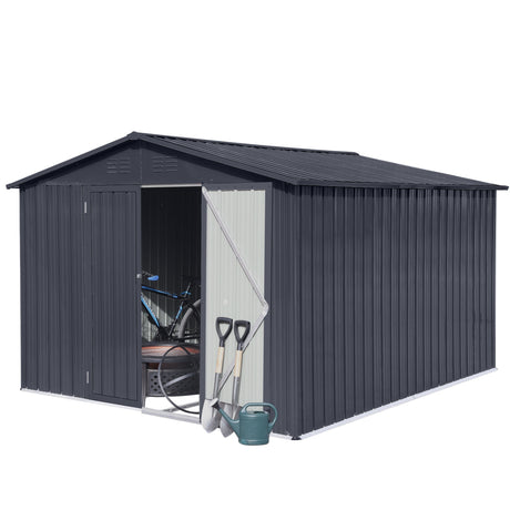 Albatros Profi Gerätehaus XXL – verzinktes Metall in Anthrazit (RAL 7016) | 259x313x192cm