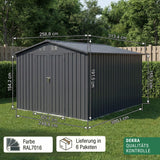 Albatros Profi Gerätehaus XXL – verzinktes Metall in Anthrazit (RAL 7016) | 259x313x192cm