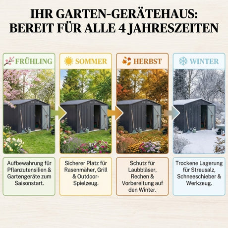 Albatros Profi Gerätehaus XXL – verzinktes Metall in Anthrazit (RAL 7016) | 259x313x192cm