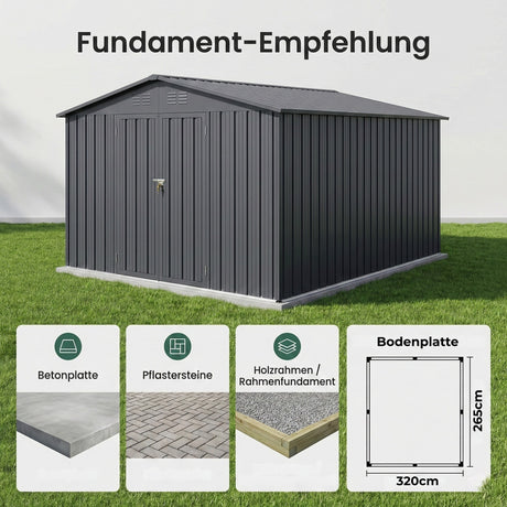 Albatros Profi Gerätehaus XXL – verzinktes Metall in Anthrazit (RAL 7016) | 259x313x192cm