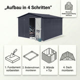 Albatros Profi Gerätehaus XXL – verzinktes Metall in Anthrazit (RAL 7016) | 259x313x192cm