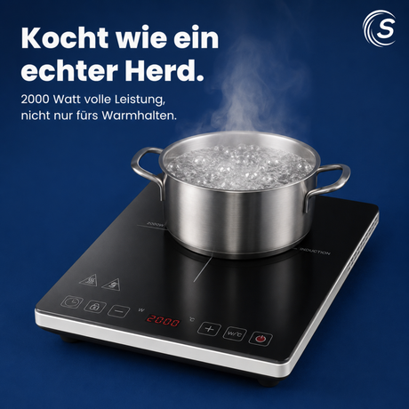 Sommertal Induktionskochfeld  Tragbar Super-Slim Design bis 240 °C mit 4h Timer