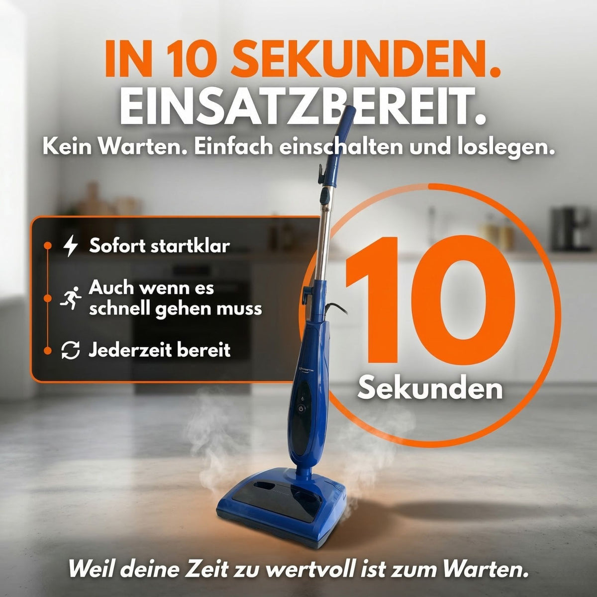 Sommertal Dampfreiniger für Böden 2-in-1 – 1200W, 500ml Tank, 30–45 g/min, Dampfmop & Handdampfreiniger