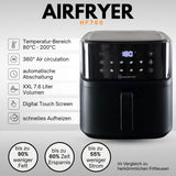 Sommertal Heißluftfritteuse HF760 - 7,6L XXL Airfryer - Touchscreen, 8 Programme, 2000 Watt, TÜV Rheinland GS geprüft