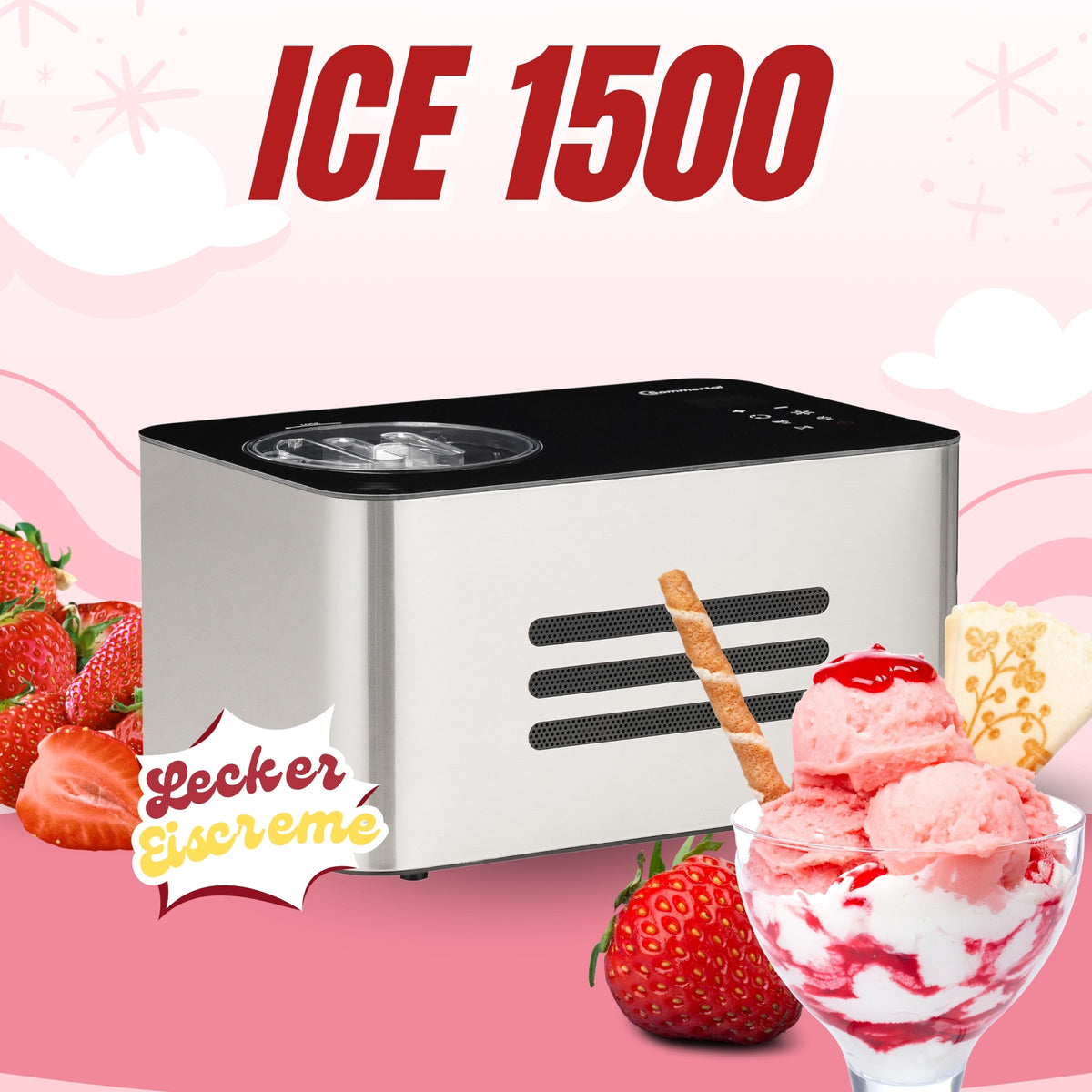 Eiscreme Maschine ICE1500 3-in-1 Eismaschine, Milcheis & Sorbet