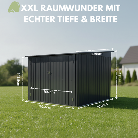 Albatros Premium Fahrradgarage – verzinktes Metall in Anthrazit (RAL 7016) | 203x229x162cm