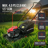Rasenmäher Benzin BR390 – 4,0PS (2,9kW) 127ccm, 39cm Schnittbreite, Schnitthöhenverstellung, kompakt, 35L Fangkorb