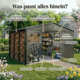 Albatros Gerätehaus 4XL | Anthrazit RAL 7016 | 386,6x325,5x204cm | abschließbar inkl. Schloss & Werkzeughaken | Gartenhaus aus verzinktem wetterfestem Metall