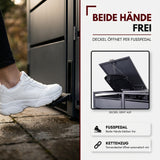 Mülltonnenbox 3er mit Pedal, 120L bis 240L, für Drei Tonnen, Metallverkleidung aus verzinktem Stahl, Anthrazit Grau RAL7016, abschließbar, wetterfest, ISO9227, mit Aufkleber Set
