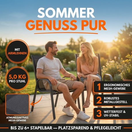 Gartenstühle Kuba, stapelbar mit robustem Metallgestell