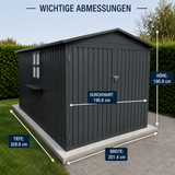 Albatros Premium Quad-Garage – verzinktes Metall in Anthrazit (RAL 7016) | 201,4 × 328,6 × 190,9 cm | Quad-Unterstellplatz | wetterfeste Quad-Garage, abschließbar
