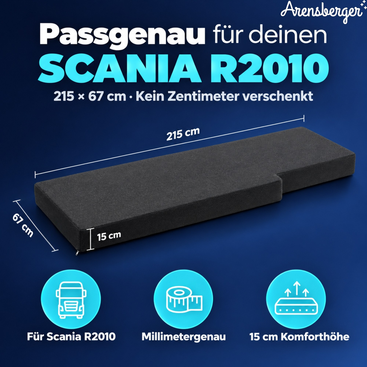 Arensberger LKW-Matratze aus Gelschaum, passend für Scania R2010, 215 × 67 cm, 15 cm hoch, Bezug waschbar bis 60 °C