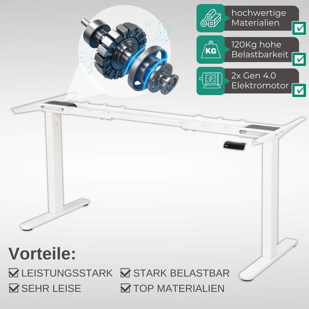 höhenverstellbares Schreibtischgestell LIFT S5 schwarz/weiß/silber, elektrisch