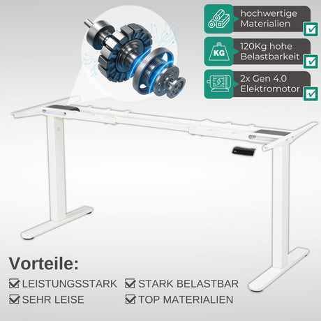 höhenverstellbares Schreibtischgestell LIFT S5 schwarz/weiß/silber, elektrisch